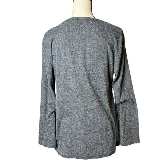 Weekend by Suzanne Betro Sweater Gray Marled Polyester Blend Bell Sleeves Sz XL - Picture 3 of 6